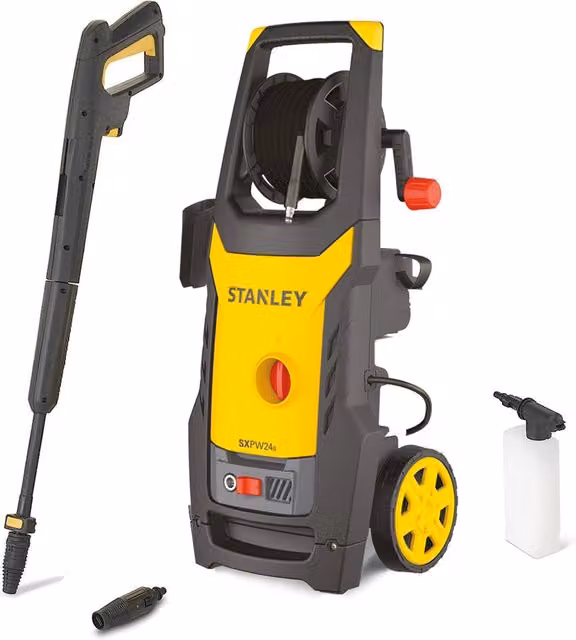 Idropulitrice ad Alta Pressione Stanley SXPW24B Gialla con 2400 W, 170 Bar e 500 l/h per Auto ed Esterni Casa