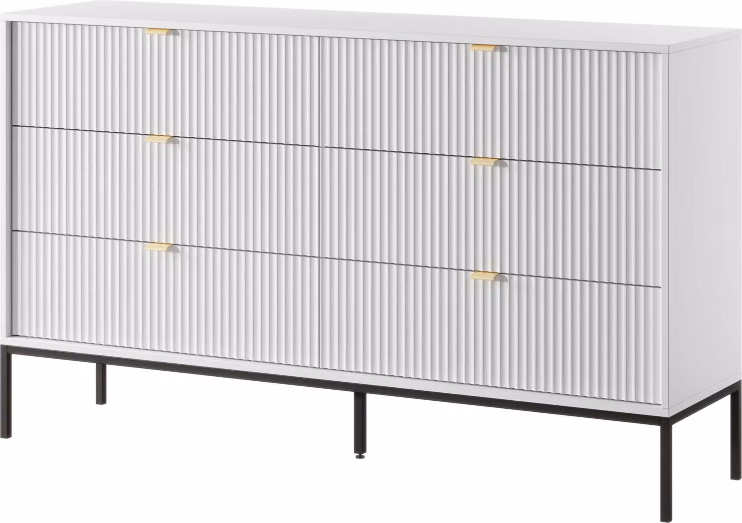 FURNLUX Cassettiera Avon Bianco e Nero 154cm / Colore principale: Bianco / Dimensioni: 154 x 91 x 39 cm