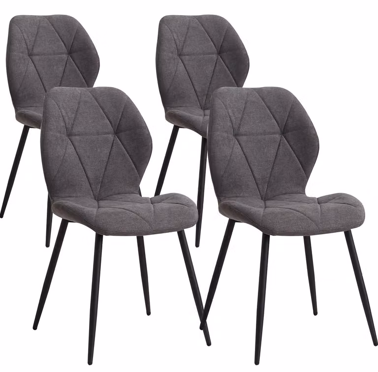 Sedie da pranzo, set da 4 - Design moderno e minimalista - Struttura in metallo - Non girevoli - Da montare autonomamente - Grigio scuro