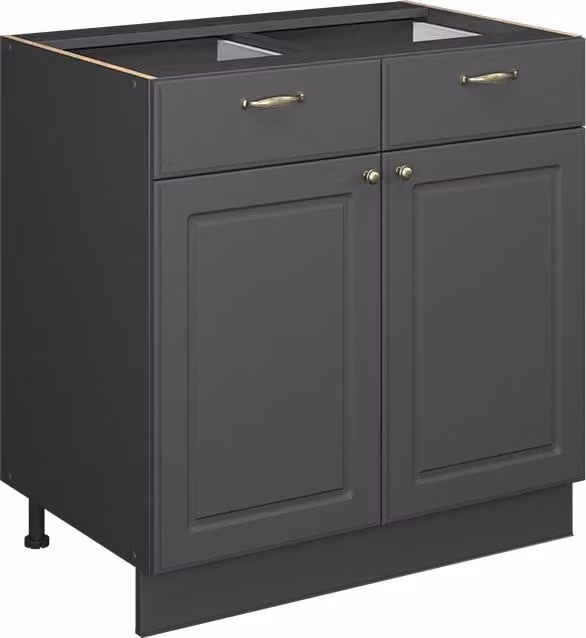 Mobiletto base per cucina Vicco Fame-Line Antracite-oro rustico 80 cm senza piano di lavoro, Model 56985