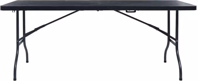 Tavolo da giardino rettangolare pieghevole in rattan e acciaio nero L: 126 cm, P: 75 cm, H: 72 cm