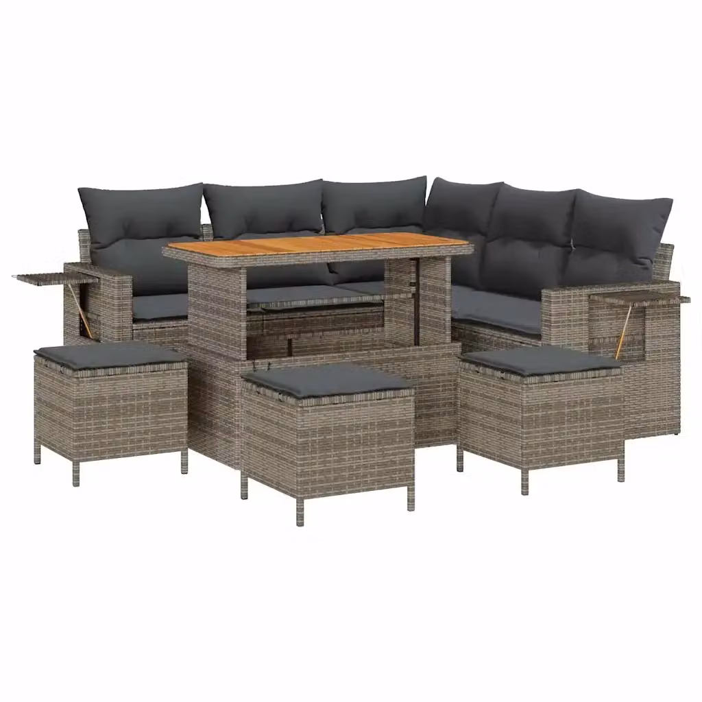 Set Divano da Giardino vidaXL 10 Pezzi con Cuscini Grigio con Struttura in Metallo e Design a L – 2