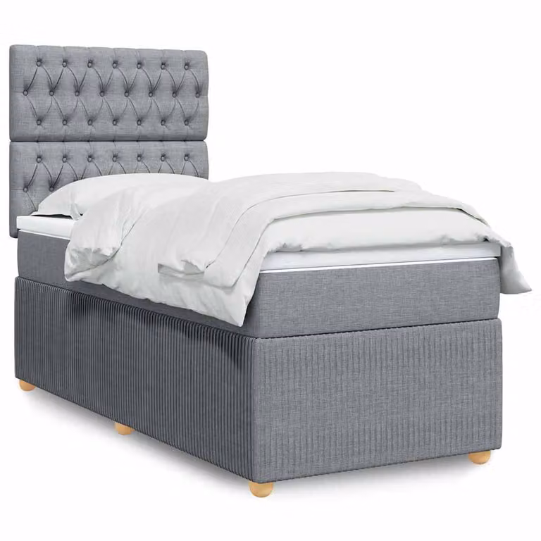 vidaXL Giroletto a Molle Ibrido con Materasso in Tessuto Grigio e Bianco L/P/H: 100 x 200 cm