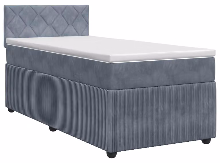 Letto a molle con materasso grigio scuro 100 x 200 cm in velluto