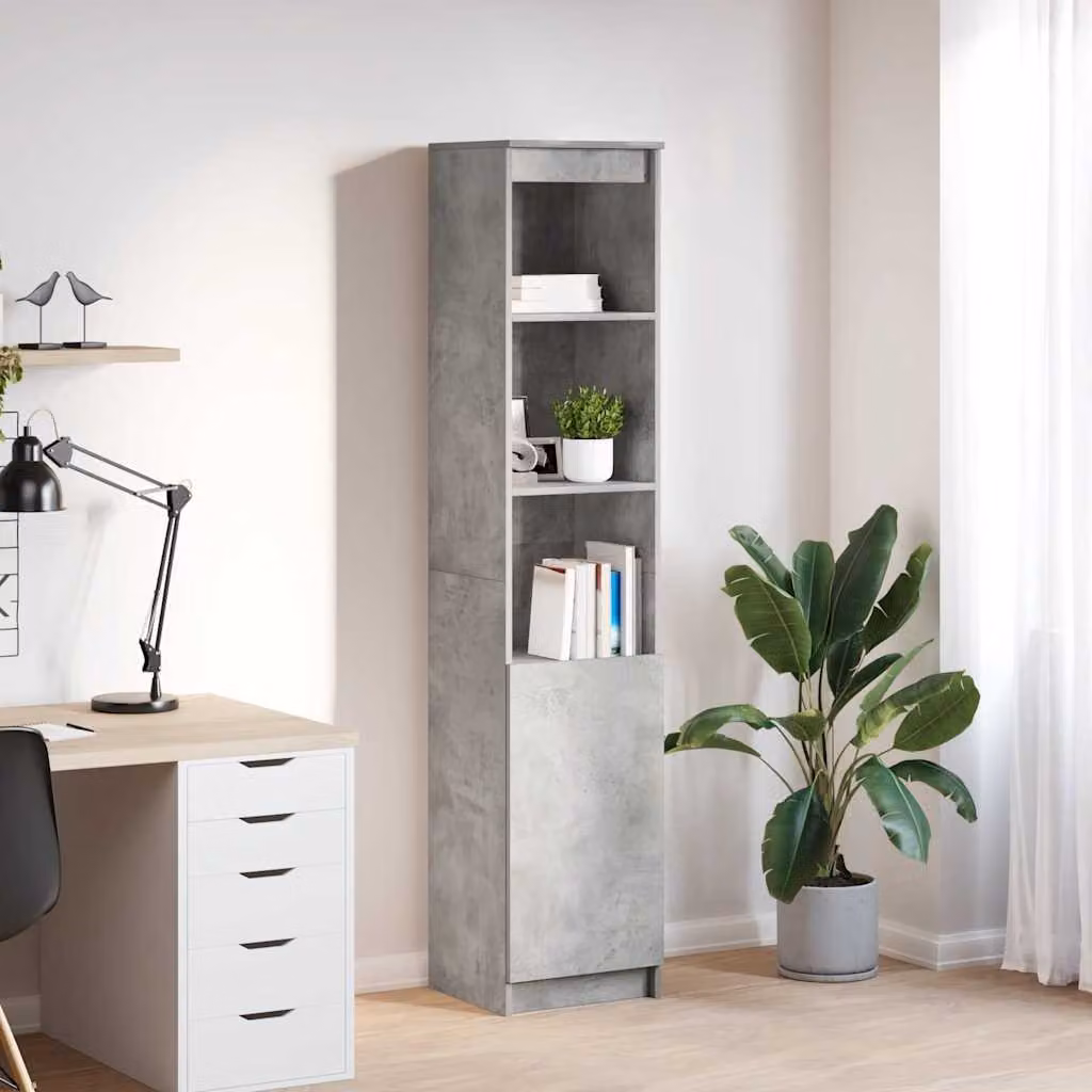 Credenza moderna vidaXL in legno multistrato grigio, sospesa a parete, L/P/H: 37,5 x 35 x 180 cm