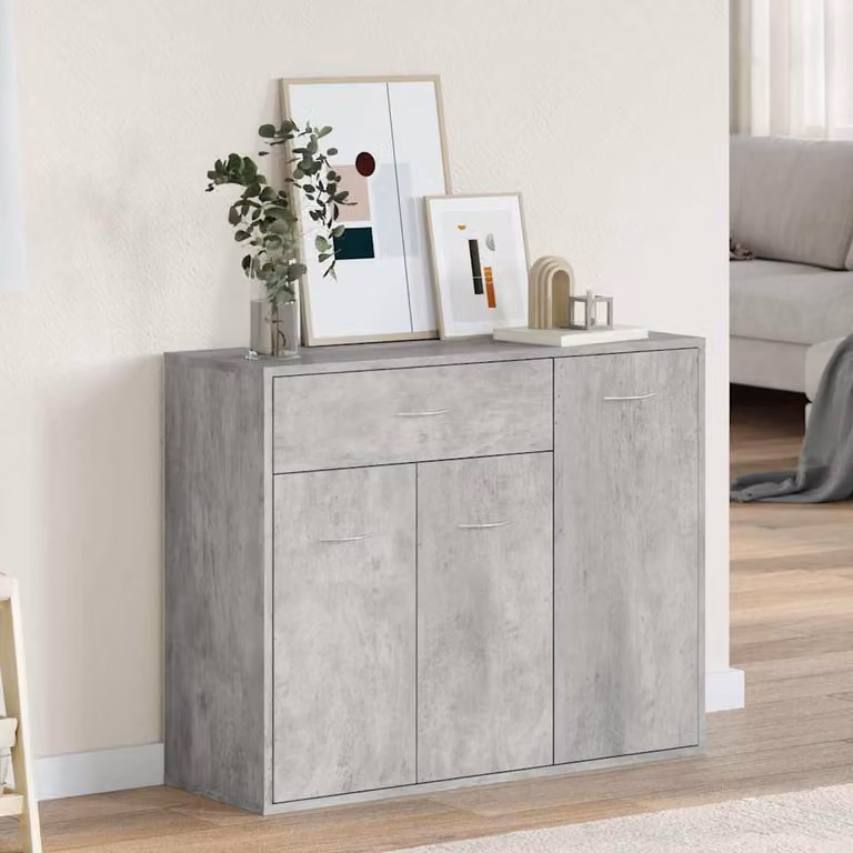 Credenza moderna vidaXL in legno multistrato e MDF, colore grigio cemento, L 88 cm x P 30 cm x H 70 cm