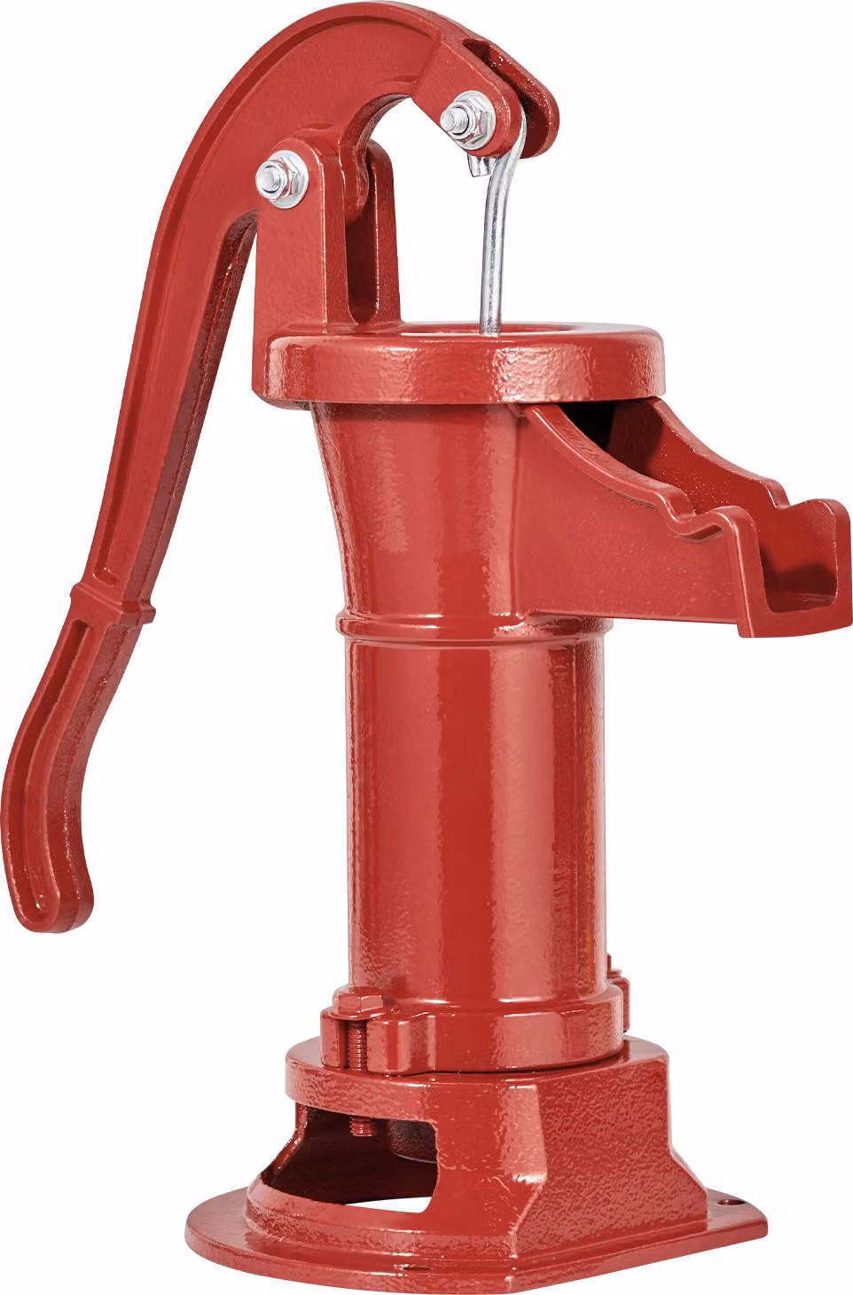 SucceBuy Antica pompa a battente in stile vintage, 7,6 m di prevalenza, pompa a mano in ghisa, pompa per fontane con attacco NPT da 1-1/4 di pollice, pompa da giardino per laghetto, cortile e giardino, rossa