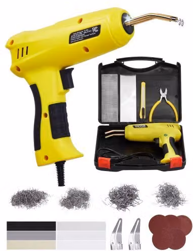 Saldatrice per plastica VEVOR da 220 W con 800 punti caldi, 56 bacchette e luce LED, ideale per la riparazione di paraurti auto, kayak e giocattoli, colore giallo