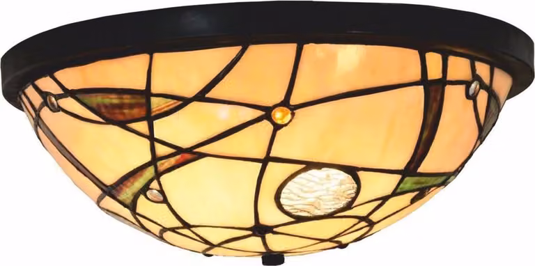 Casa Padrino Lampada da soffitto Art Déco Tiffany Colorata / Nera Ø 33 cm - Lampade Tiffany