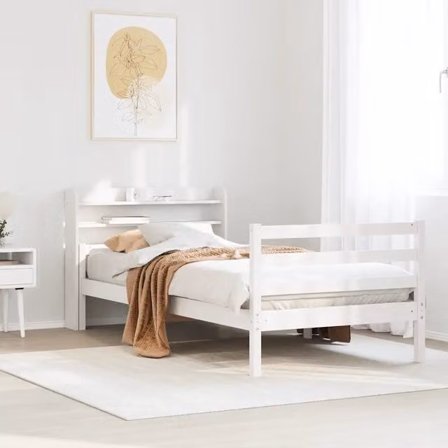 Letto con testiera e doghe in legno di pino bianco vidaXL L/P: 100 x 200 cm