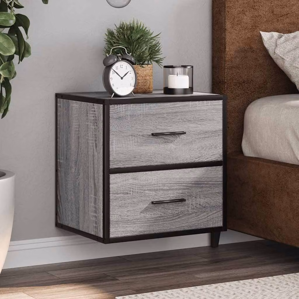Comodino a muro vidaXL Grigio Sonoma L: 40 cm, P: 31 cm, H: 39,5 cm