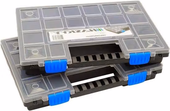 Scatola portaoggetti XL impilabile 345 x 249 x 50 mm - Cassetta degli attrezzi - Cassetti - Scatola doppia - Scatola porta attrezzi - Organizer - Scatola portaoggetti