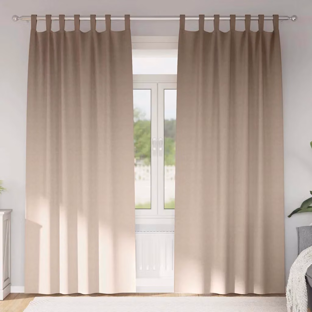 Set di 2 tende blackout vidaXL con anelli in poliestere, colore beige/grigio, H 245 cm x L 140 cm
