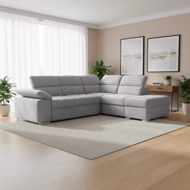 Divano Letto Angolare Capri Veriaffari Reversibile con Pouf Contenitore Grigio L/P/H: 271 x 230 x 94 cm – 1