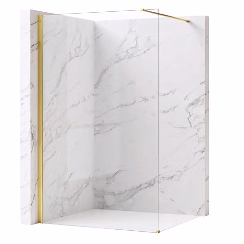 Rea - Parete Doccia Flexi, Gold 140, Walk-In Senza Piatto Doccia, Vetro Di Sicurezza Temperato Trasparente 8mm, 120 X 140 X 195 cm