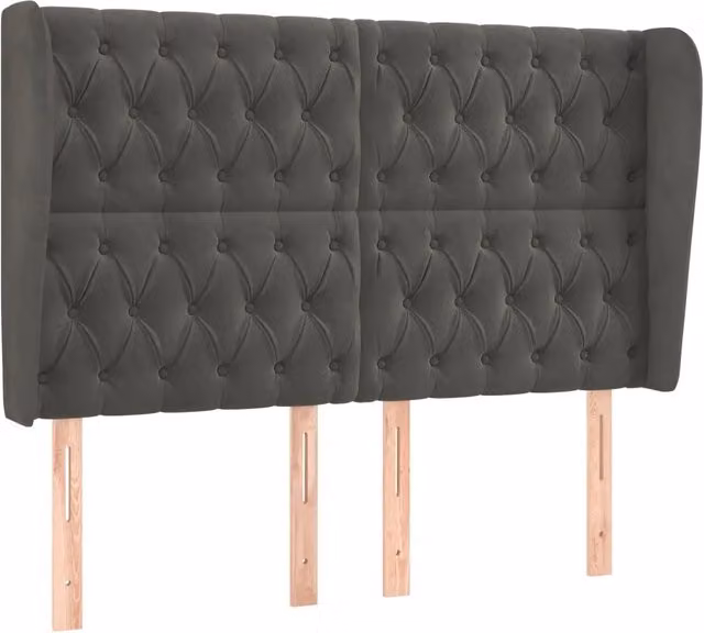 Testiera | Testata ad Orecchio GrigioScuro 147x23x118/128cm in Velluto
