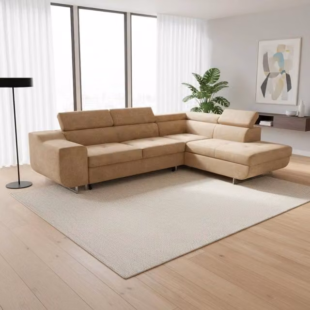Divano Letto Angolare Casablanca con Penisola Contenitore Destra Tezeta Marrone L/P/H: 280 x 147 x 93 cm – 1