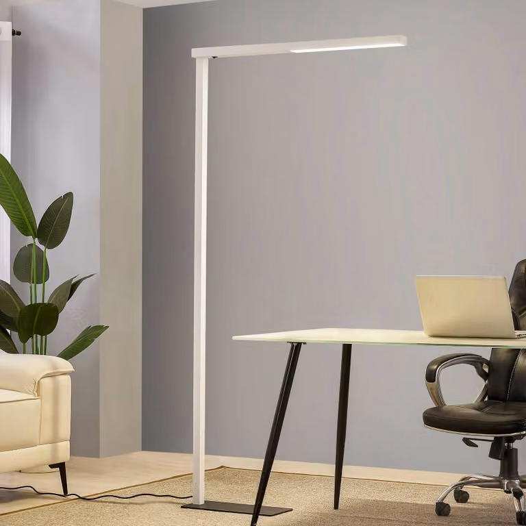 Arcchio Lampada da terra per ufficio Tamilo, bianco, metallo, 194 cm Tamilo, Bianco / Opale, Studio / Ufficio, Alluminio, Moderno