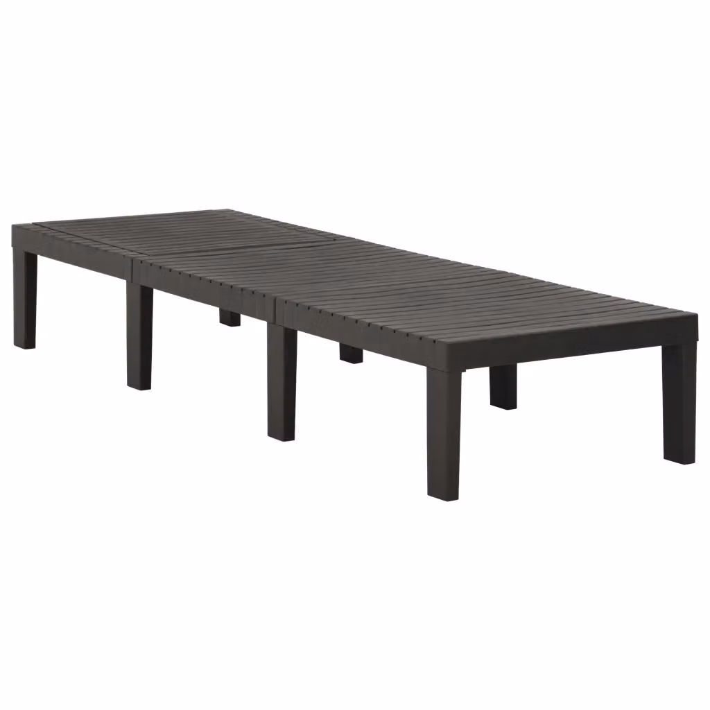 Lettino prendisole da giardino moderno in plastica color antracite con poggiatesta regolabile L: 195 cm, P: 65 cm, H: 32 cm – 2