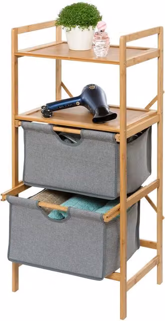 Scaffale Bahari Wenko con 2 Cassetti in Bambù Beige L/P/H: 34,0 x 96,0 x 44,0 cm