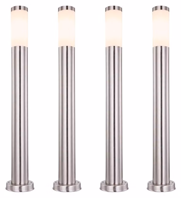 Set di 4 lampade da terra a LED RGB, acciaio inossidabile, opalino, H 80 cm