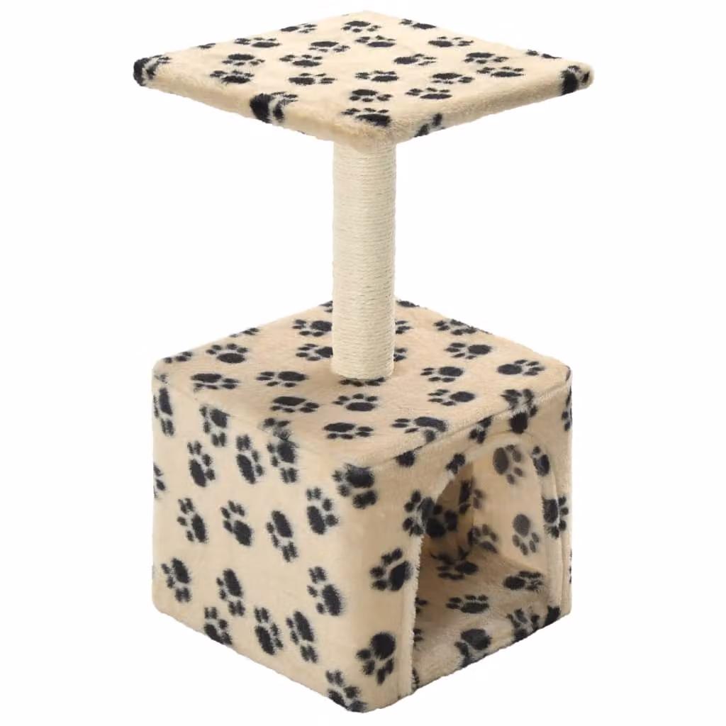 vidaXL Tiragraffi per gatti in sisal 55 cm Beige stampa zampa
