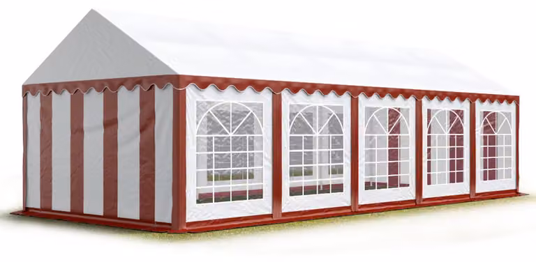 TOOLPORT Tendone per feste 5x10 m PVC rosso-bianco 100% impermeabile Tendone da esterno Tenda party