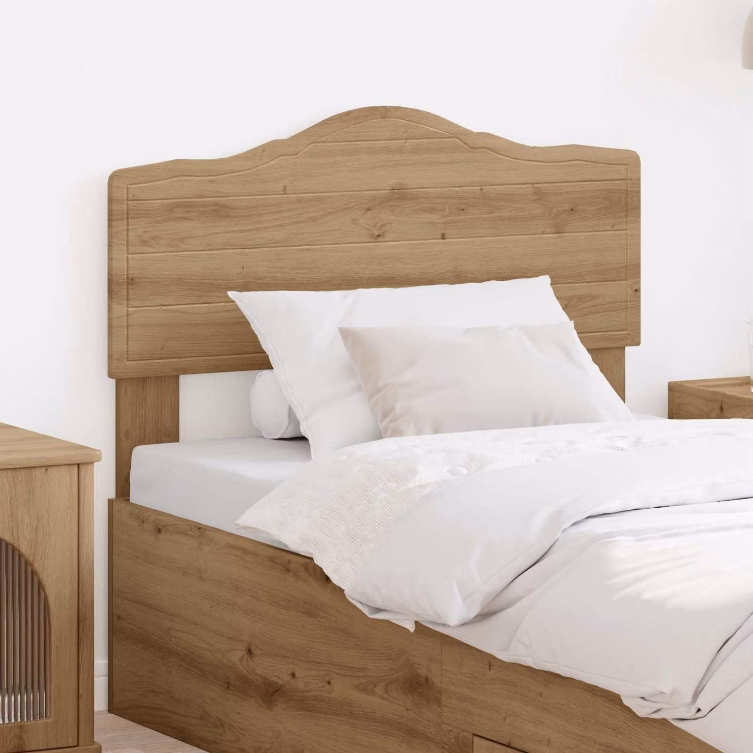 Testiera per letto vidaXL in legno ingegnerizzato rovere color marrone con design minimalista