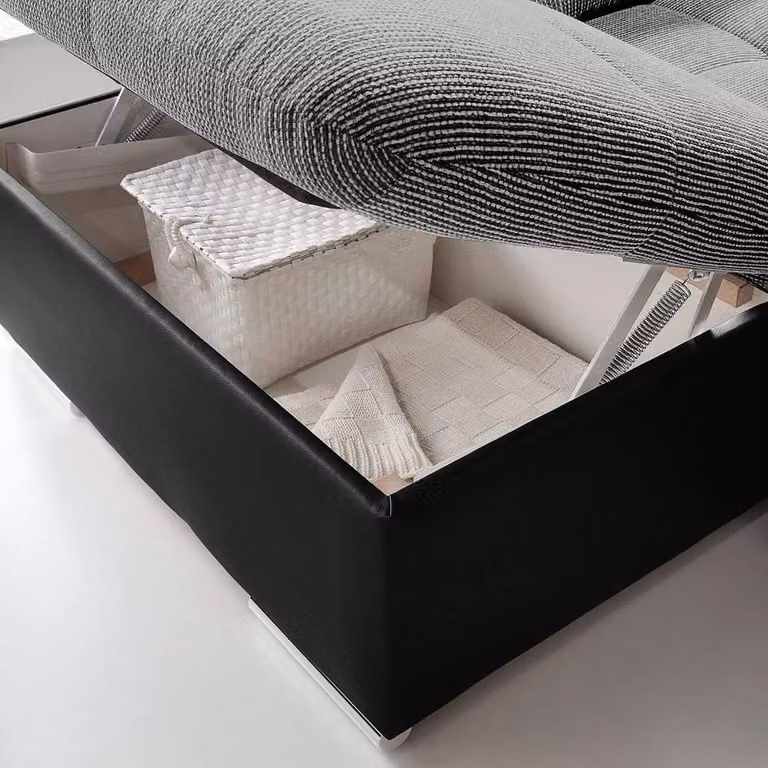Ecksofa U-Form Bettfunktion Couch Design Polster Leder Eck Modern