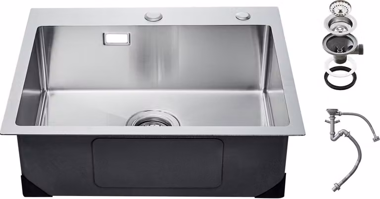 Lavello da cucina Lavello da incasso a vasca singola in acciaio inox 68x45x19cm Lavello da cucina