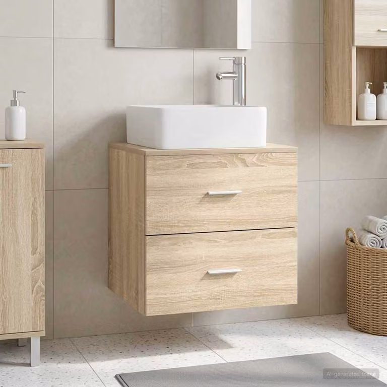 Mobile Lavabo da Parete vidaXL in Rovere Sonoma Moderno, L: 53 cm, P: 34,5 cm, H: 63 cm