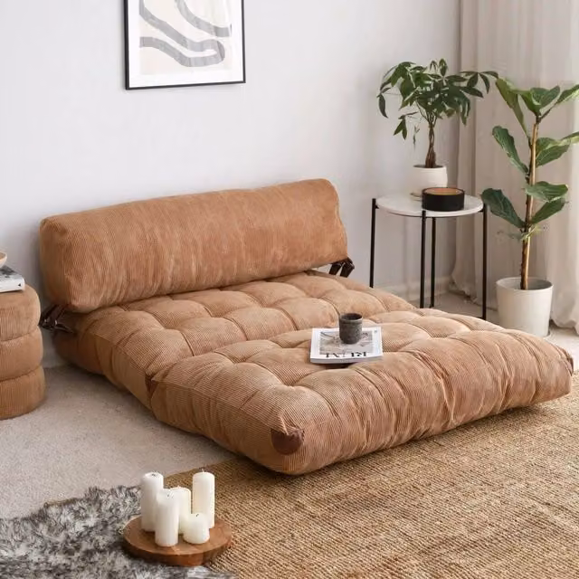 Surigae Divano Letto 2 Posti con Contenitore Click Clack Marrone e Nero L: 120 cm, P: 75 cm