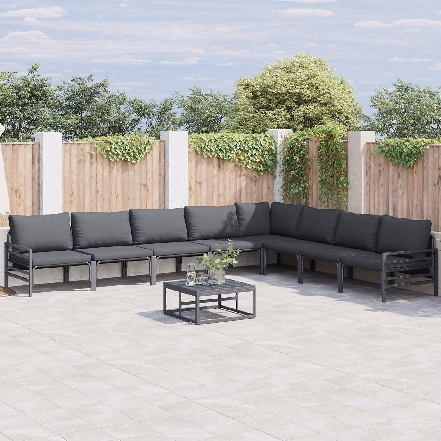 Maison Exclusive - Set da giardino composto da 8 pezzi, divano, acciaio nero