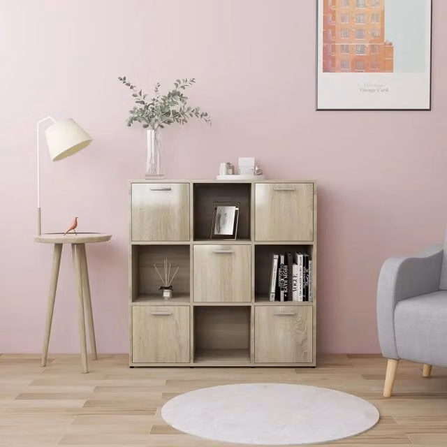 Libreria-Scaffale per Libri Design Mania in Legno Multistrato Rovere Sonoma Marrone L 90 cm x P 30 cm x H 90 cm
