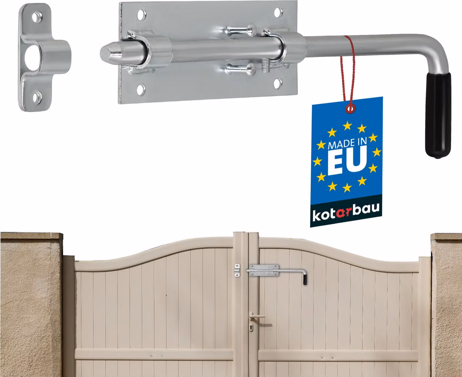 KOTARBAU® Catenaccio per porte di garage 320 mm Catenaccio zincato argento con impugnatura in gomma