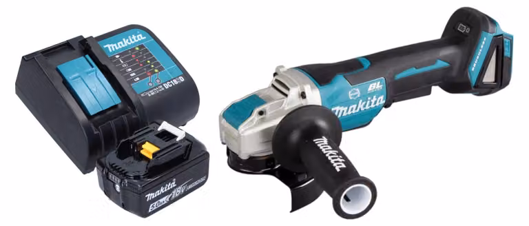 Smerigliatrice angolare a batteria Makita DGA 520 ST1X1 18 V 125 mm X-LOCK Brushless + 1x batteria ricaricabile 5,0 Ah + caricatore