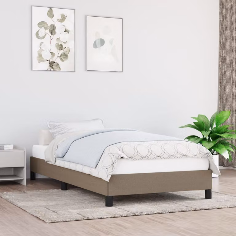 The Living Store struttura letto taupe 90x190 cm tessuto