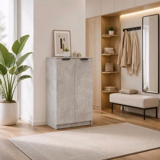 Shoe Cabinet, Concrete Grey, 59x35x100.5 Cm, Wood-based Material