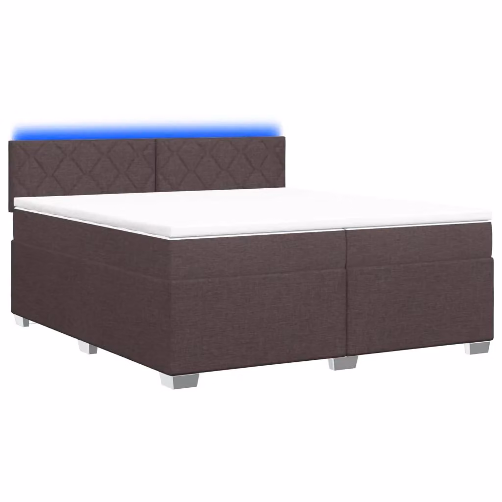 Letto Box Spring vidaXL con Materasso Ibrido e Illuminazione LED, Marrone e Bianco, L/P/H: 200 x 200 x 88 cm – 2