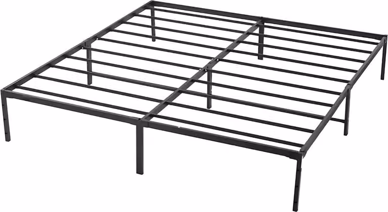 Letto a piattaforma in acciaio nero con rete a doghe - Portata 680 kg - Con spazio di archiviazione sotto il letto