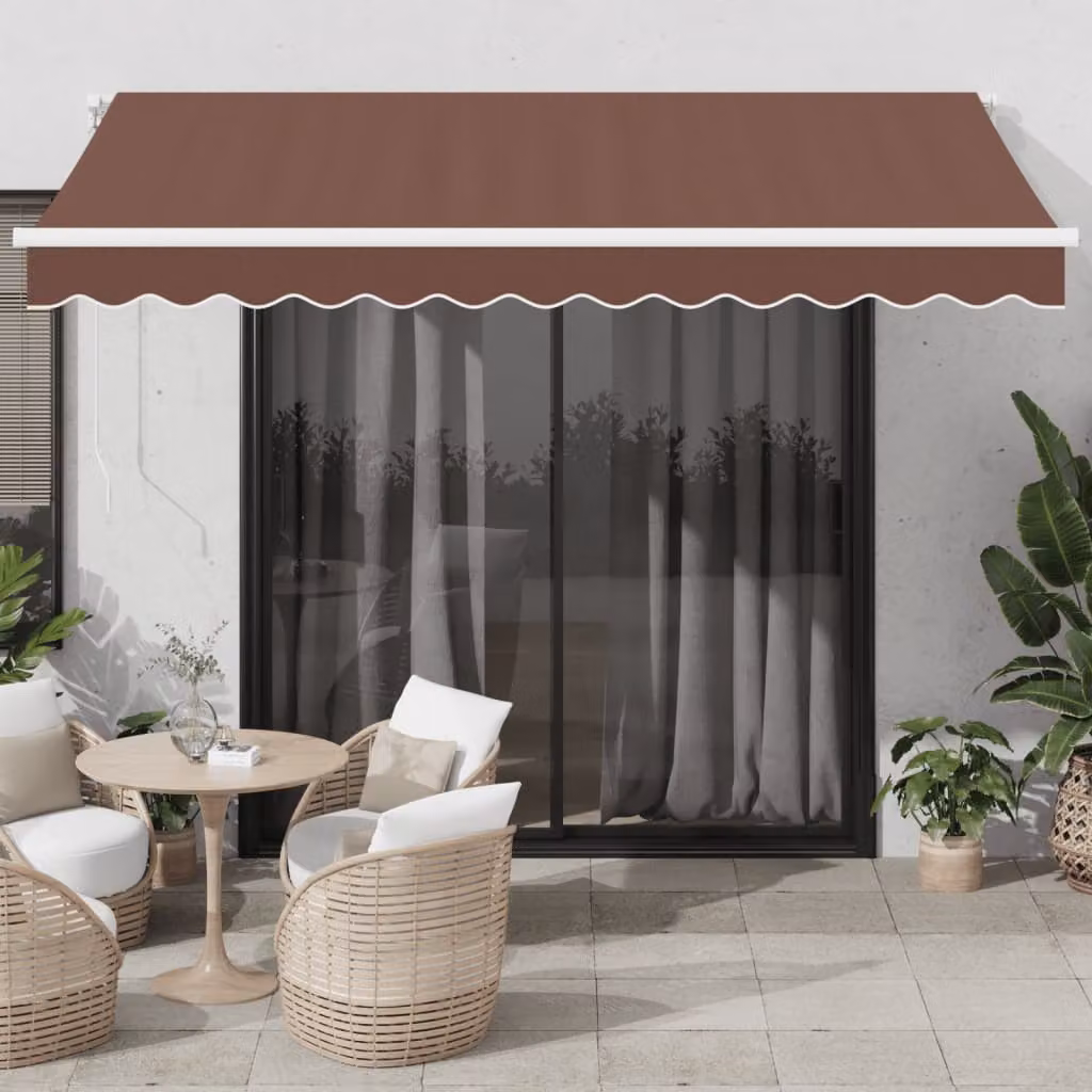 Tenda da sole retrattile manuale vidaXL in alluminio e poliestere, Marrone, L: 350 cm x P: 250 cm