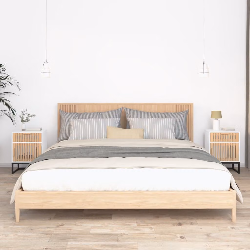 Set di 2 comodini bianchi vidaXL in legno e metallo in stile scandinavo L/P/H: 40 x 30 x 55,5 cm