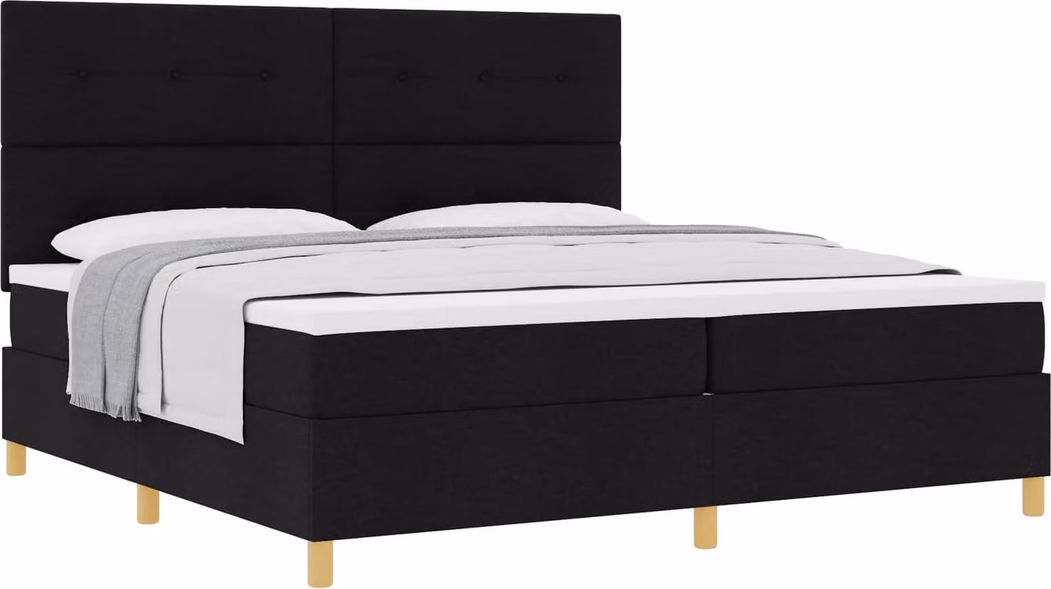 SYFAX™ Letto a molle con materasso Nero 200 x 200 cm Tessuto