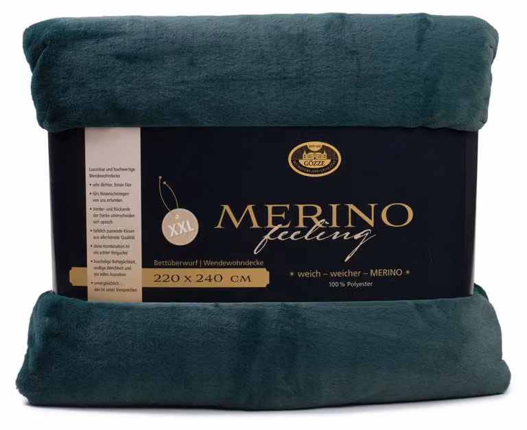 Coperta in Lana, sensazione di morbidezza, 600 g/m², 220x240 cm, verde scuro
