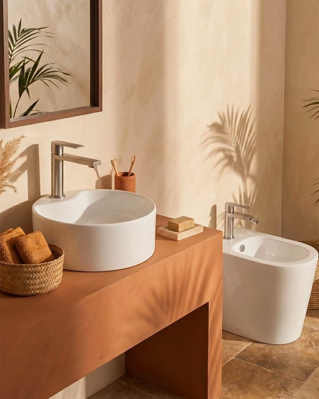 Coppia Miscelatori Senso Lavabo Bidet Acciaio Inox AISI 316 Satinati