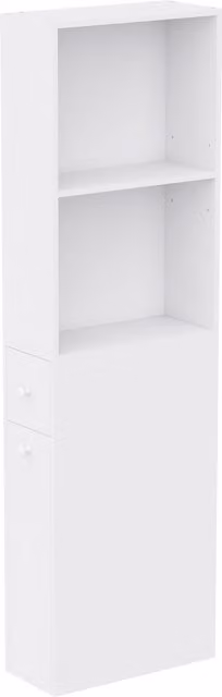 Mobiletto da Bagno Slim Salvaspazio HOMCOM con Ruote e Cassetto, Bianco