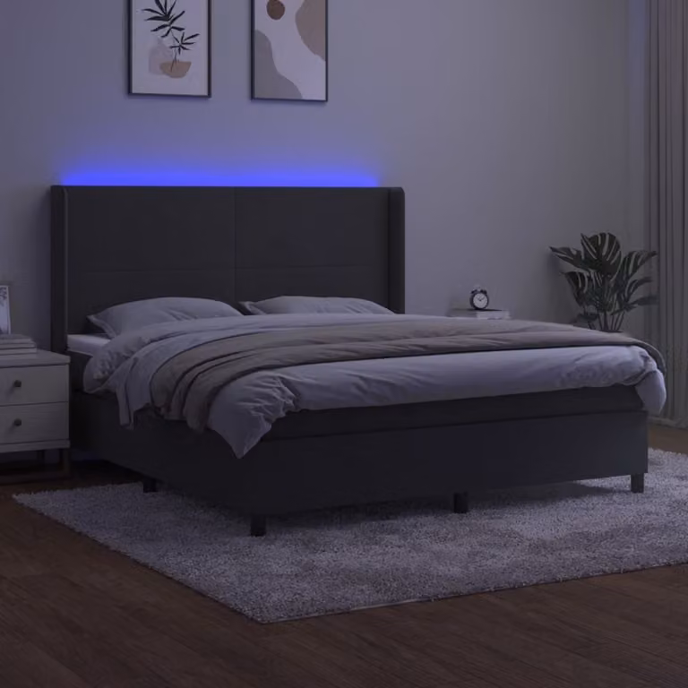 Maison Exclusive - Letto a Molle con Materasso e LED Grigio Scuro 180x200 cm