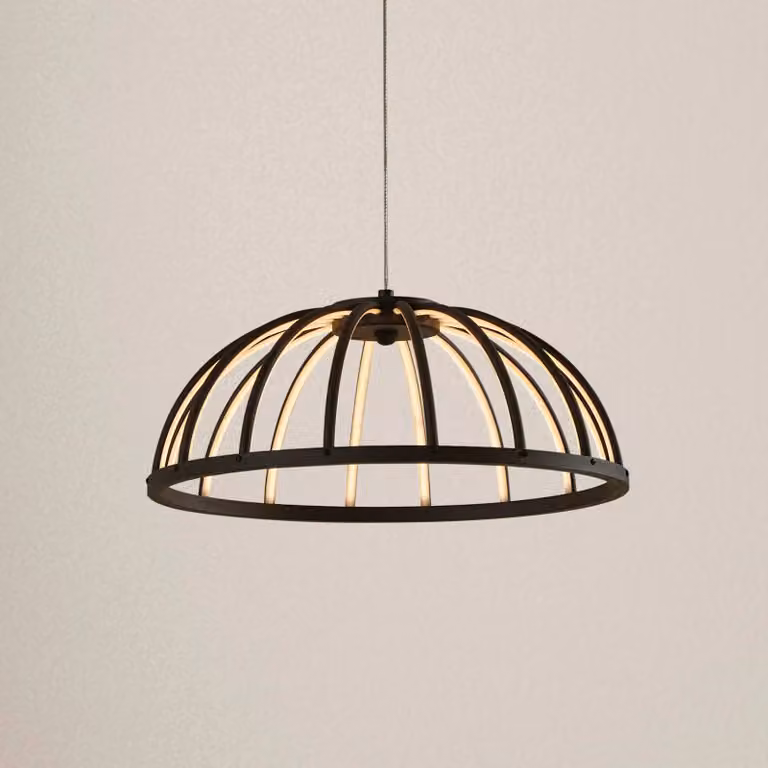 Lampada LED a sospensione Lucande Attea, nero, Ø 40 cm, alluminio Attea Lucande, dimmerabile, Nero, Soggiorno / Sala da pranzo, Alluminio, Moderno