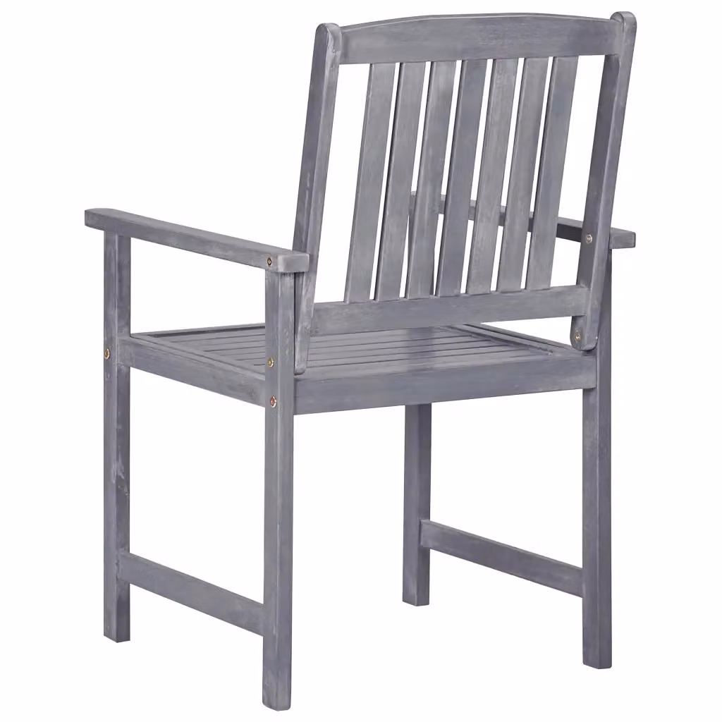 Set di 4 sedie da giardino vidaXL in legno massello di acacia grigio con braccioli – 2