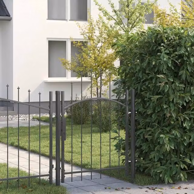 Cancello singolo da giardino vidaXL in acciaio grigio L: 174,5 cm, H: 103 cm